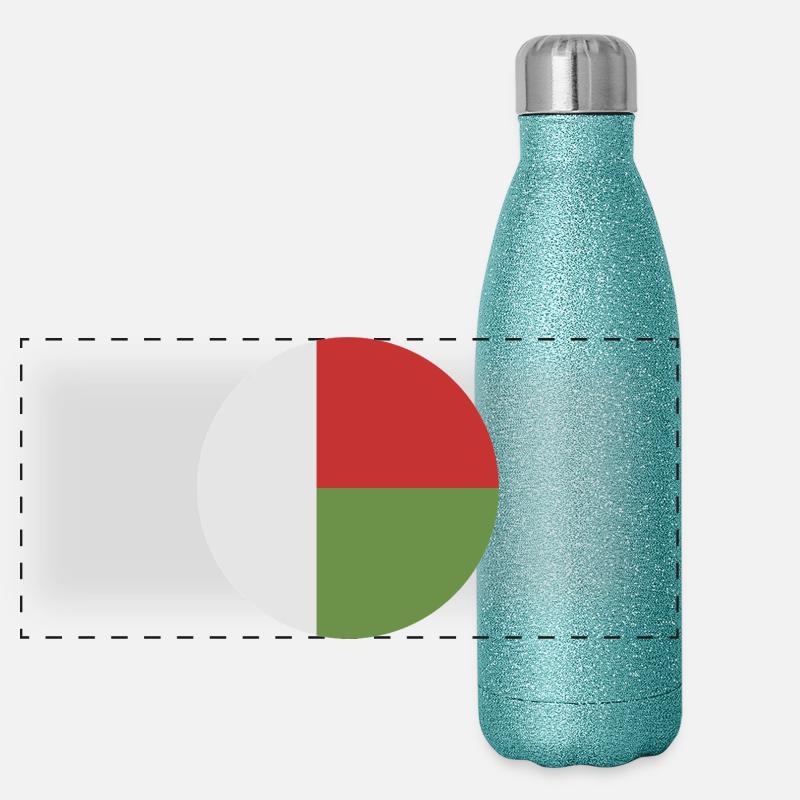 Runde Madagaskar-Flagge Panorama Glitzer Isolierflasche 500 ml