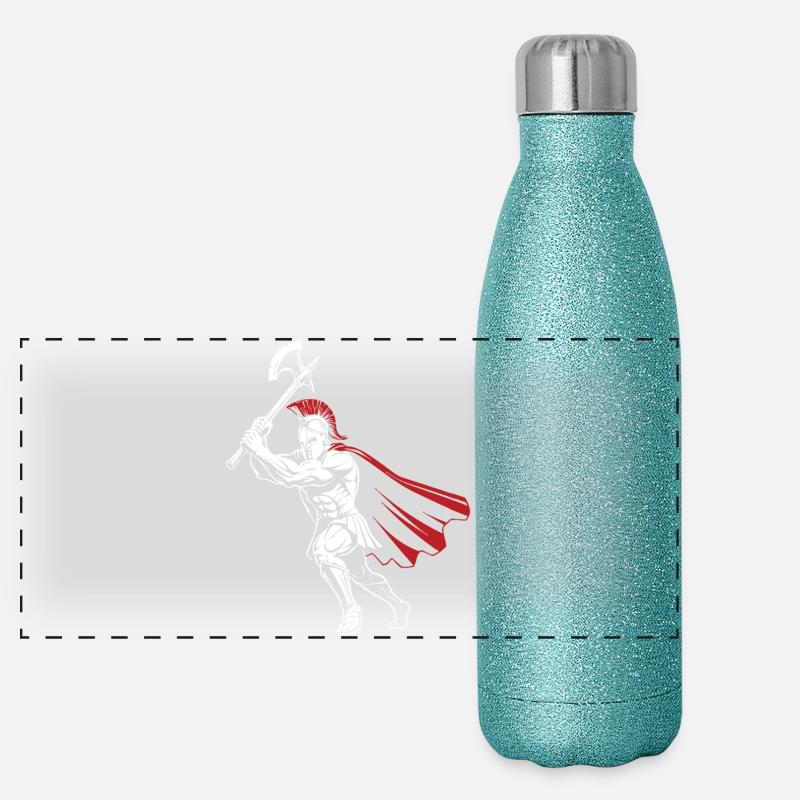 Spartan Warrior Axe Maskottchen Spartan Axeman Panorama Glitzer Isolierflasche 500 ml