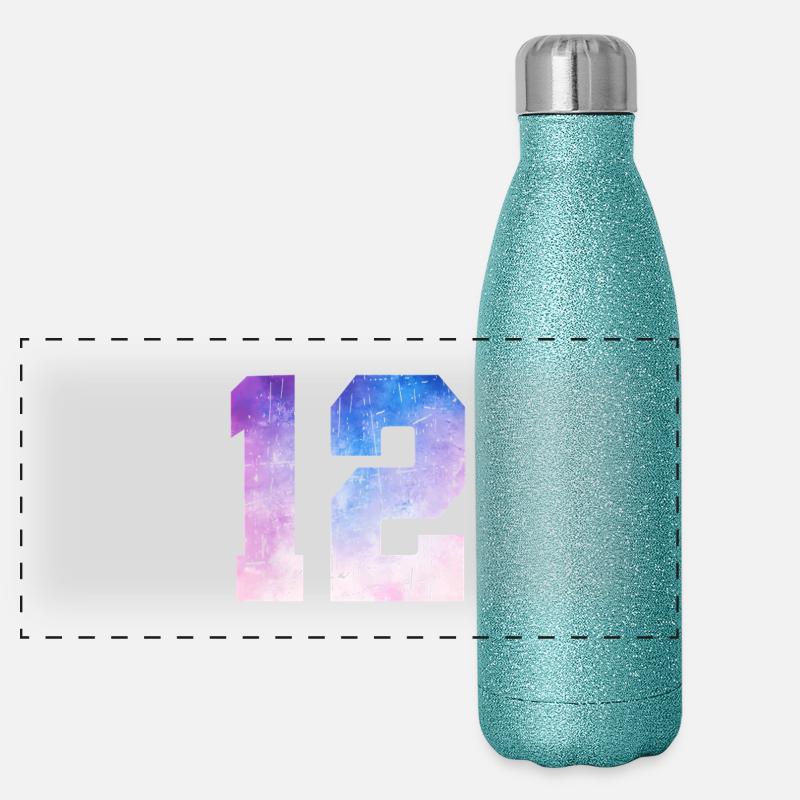 numéro 12 – Cadeau anniversaire 12 ans Gourde isotherme panoramique pailletée 500 ml