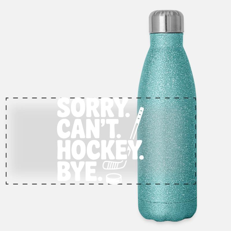 Entschuldigung. Geht nicht. Eishockey. Tschüss. Panorama Glitzer Isolierflasche 500 ml