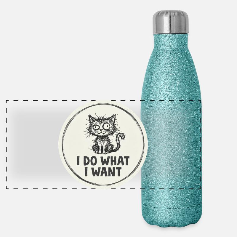 Ich mache, was ich will Katze Panorama Glitzer Isolierflasche 500 ml