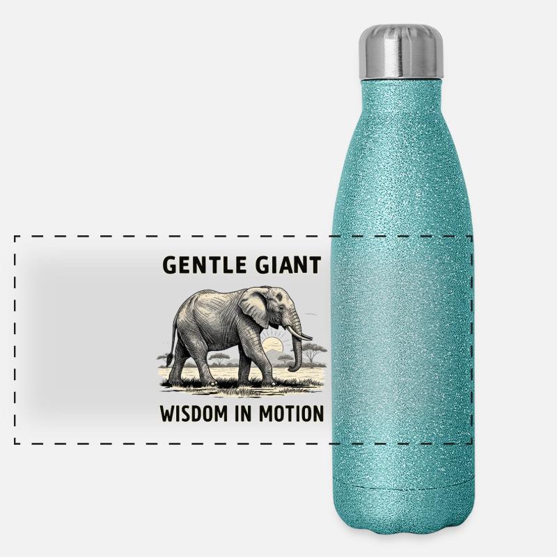 Elefant - Panorama Glitzer Isolierflasche 500 ml - Blau Glitzer