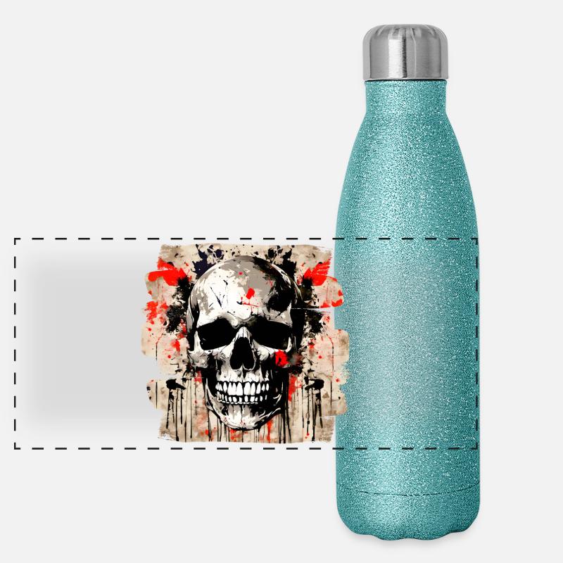 Schädel Graffiti Explosion Panorama Glitzer Isolierflasche 500 ml