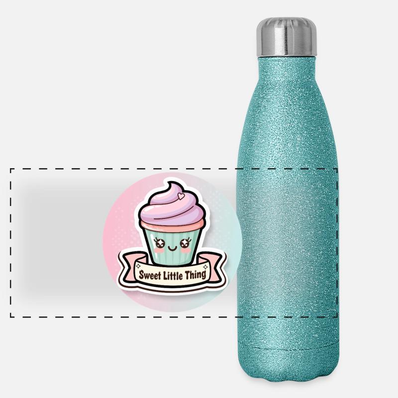Süßer Cupcake mit Herzchen Panorama Glitzer Isolierflasche 500 ml