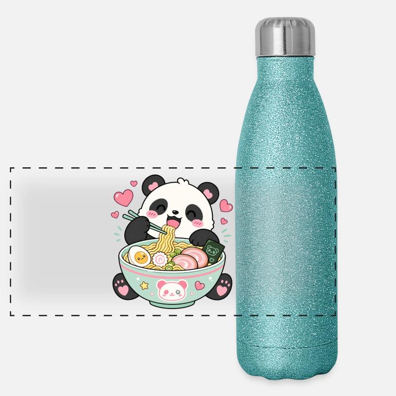Kawaii Panda Ramen Gourde isotherme panoramique pailletée 500 ml