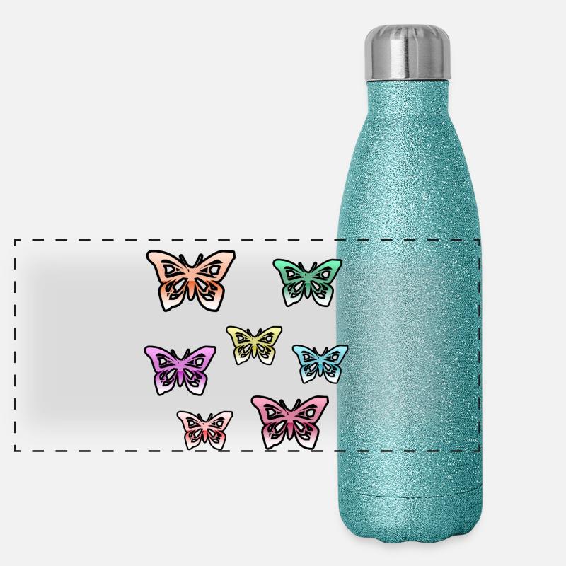 Schmetterlinge Panorama Glitzer Isolierflasche 500 ml