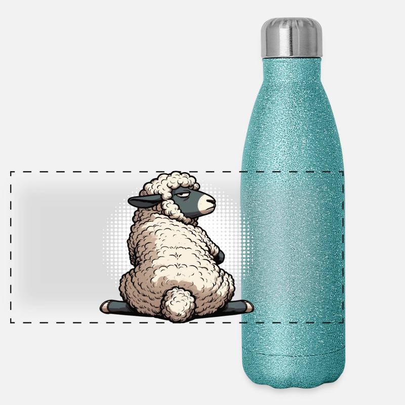Schaf Schafe Schäfer Schafhalter Schafbock Panorama Glitzer Isolierflasche 500 ml
