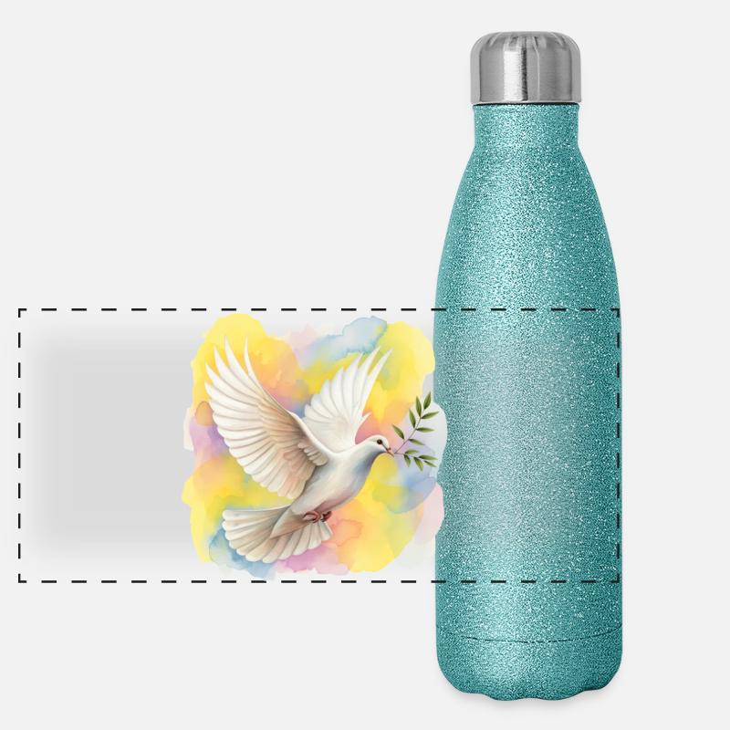 Friedenstaube Panorama Glitzer Isolierflasche 500 ml