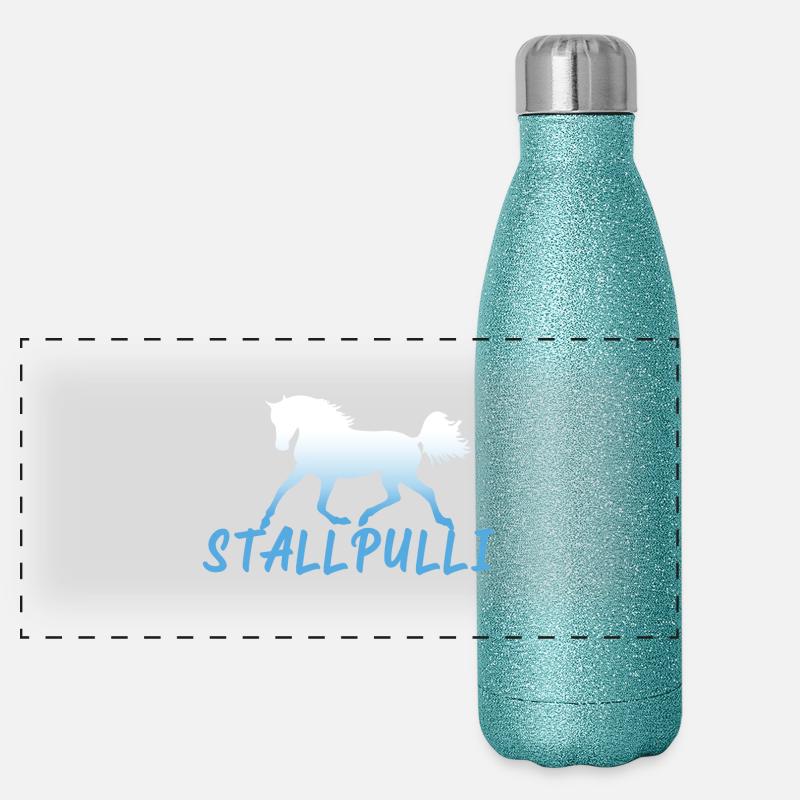 Stallpulli Pferd Reiten Reitstall Reiterhof Stall Panorama Glitzer Isolierflasche 500 ml