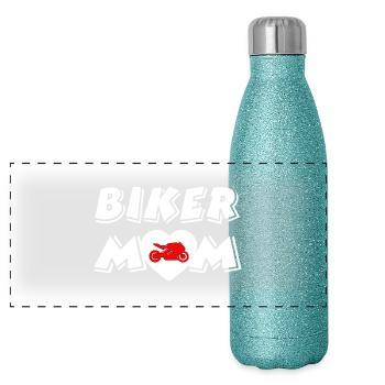 Motorrad - Panorama Glitzer Isolierflasche 500 ml - Blau Glitzer - Vorne