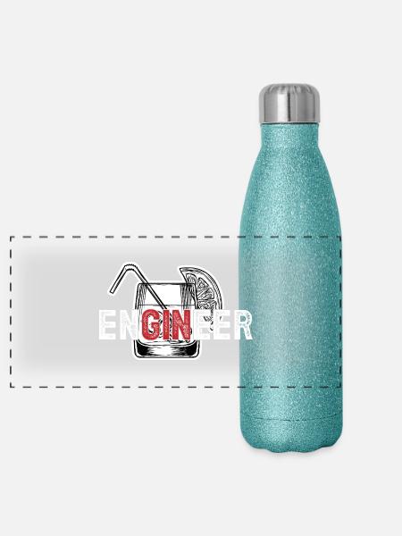enGINeer haha funny dude Zeichenfläche 1 - Panorama Glitzer Isolierflasche 500 ml - Blau Glitzer - Vorne