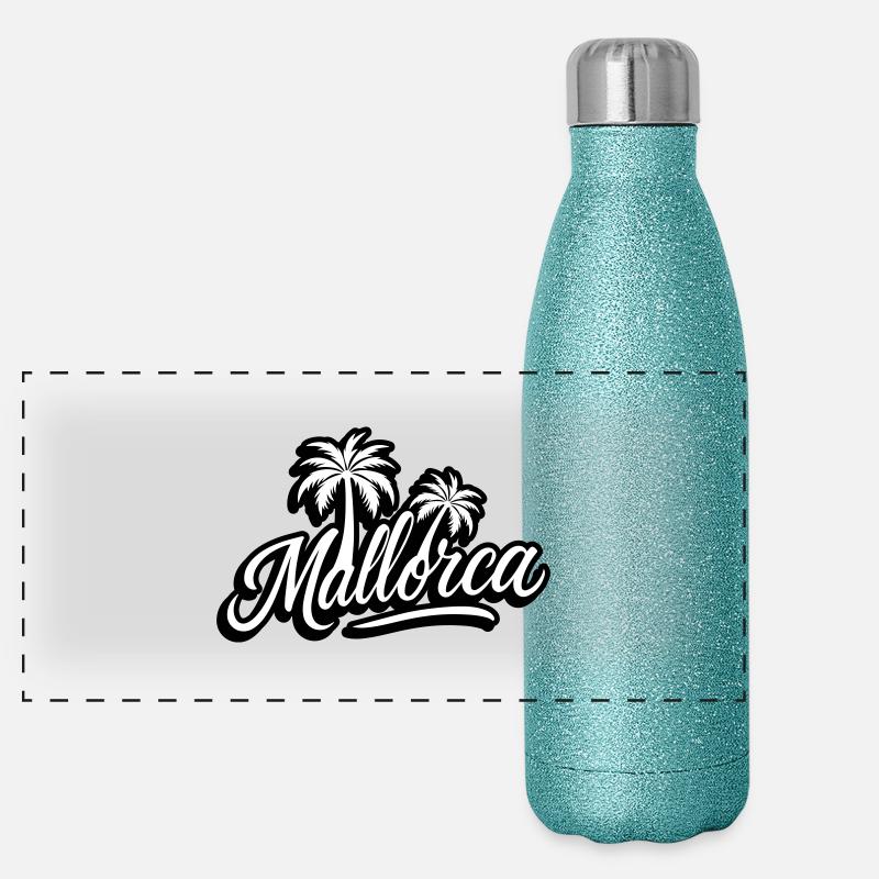 Palmiers de Majorque Gourde isotherme panoramique pailletée 500 ml