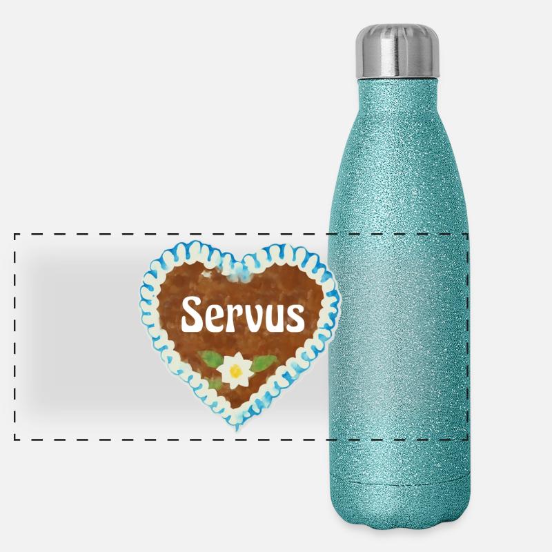 Lebkuchenherz Servus Panorama Glitzer Isolierflasche 500 ml