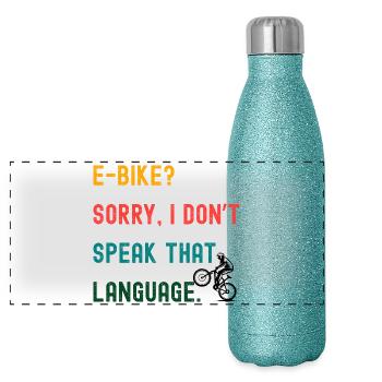Conception de VTT – vélo électrique ? Non merci! - Gourde isotherme panoramique pailletée 500 ml - paillettes bleues - Devant