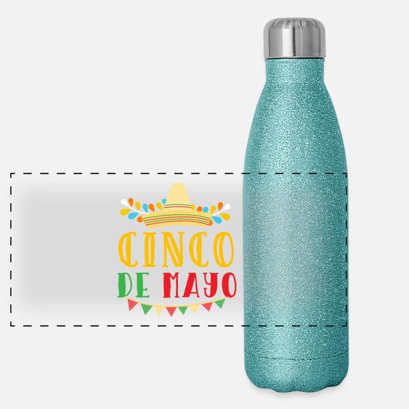 Cinco de Mayo Shirt Geschenk Panorama Glitzer Isolierflasche 500 ml