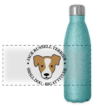 Jack Russell Terrier - Gourde isotherme panoramique pailletée 500 ml - paillettes bleues - Devant