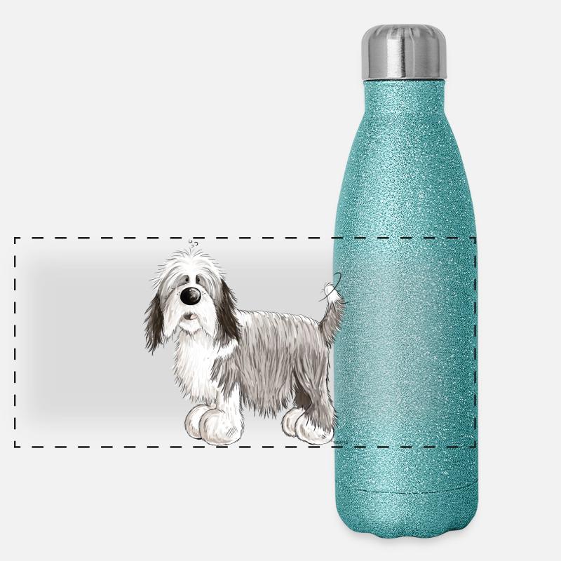 Bearded Collie Gourde isotherme panoramique pailletée 500 ml