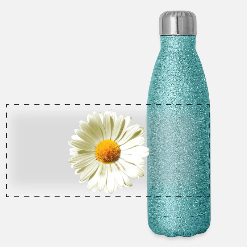 Gänseblümchen | Daisy flower power Panorama Glitzer Isolierflasche 500 ml