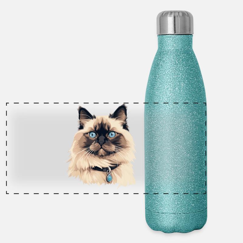 Cat Head Ragdoll Panoramic Glitter Thermal Bottle 500 ml