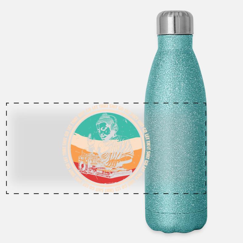 DJ Buddha - let that shit go - Panoramic Glitter Thermal Bottle 500 ml - blue glitter