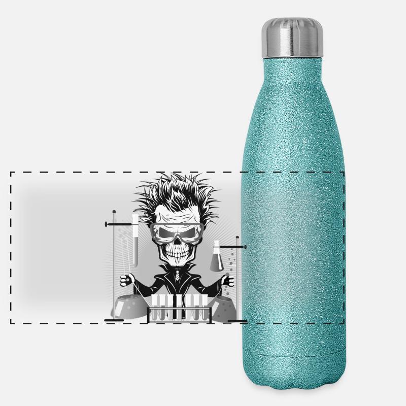 Skull als düsterer Wissenschaftler im Labor Panorama Glitzer Isolierflasche 500 ml