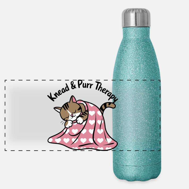 Schnurrendes Nickerchen Unter Herz Decke Panorama Glitzer Isolierflasche 500 ml
