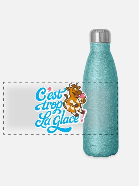C'est trop la glace ! - Gourde isotherme panoramique pailletée 500 ml - paillettes bleues - Devant
