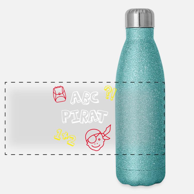 ABC Pirate School Enrollation School Comic Kids Celebration Gourde isotherme panoramique pailletée 500 ml