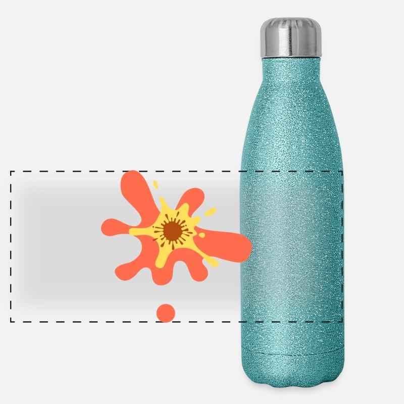 Colour Blot Splatter Orange-Yellow Panoramic Glitter Thermal Bottle 500 ml