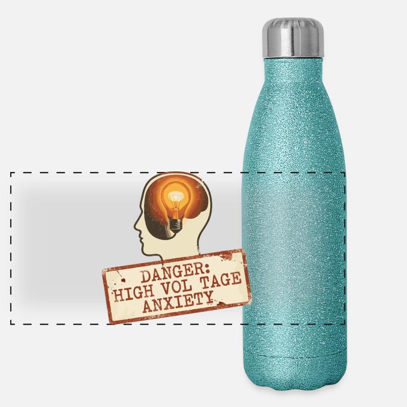 Panneau d’alerte d’anxiété à haute tension Gourde isotherme panoramique pailletée 500 ml