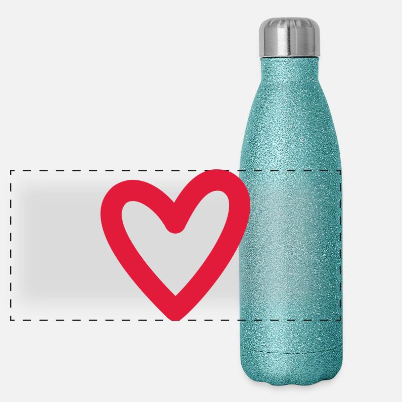 red heart Panoramic Glitter Thermal Bottle 500 ml