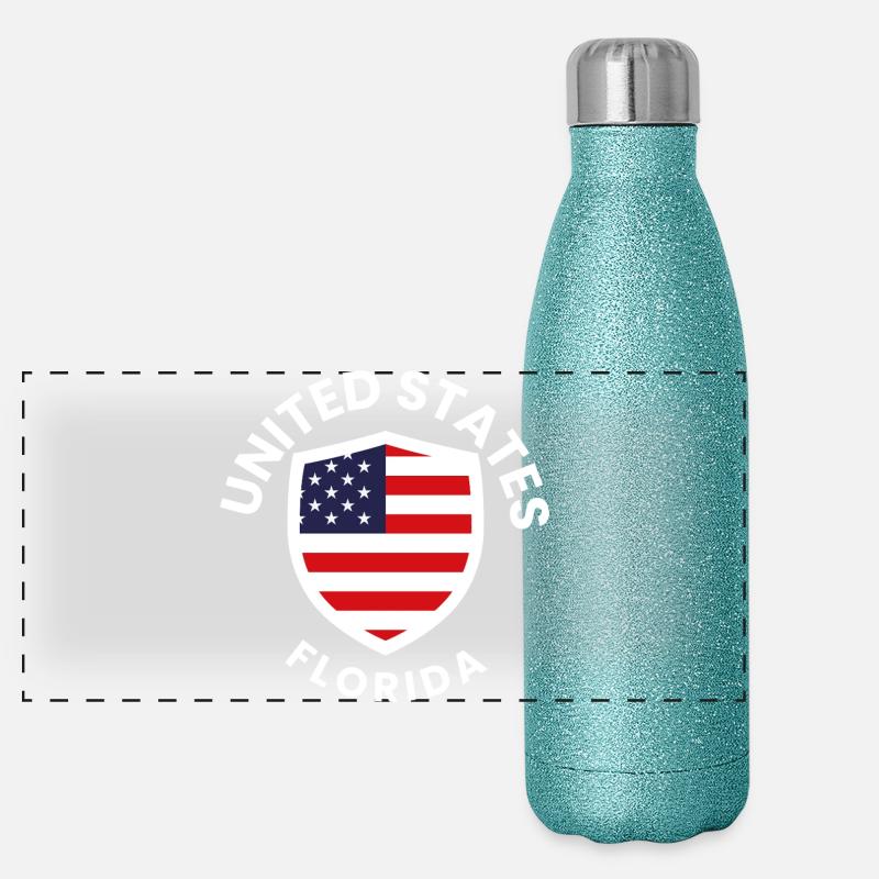 Flag Shield USA Florida Gourde isotherme panoramique pailletée 500 ml