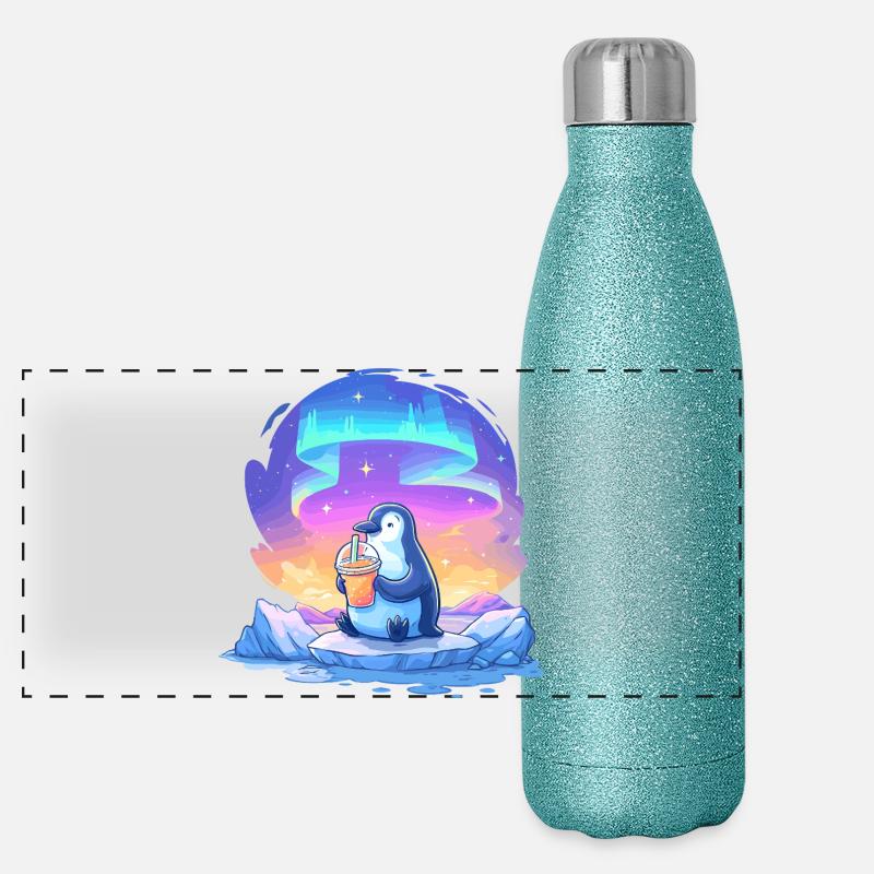 Pingouin Aurore avec Drink Gourde isotherme panoramique pailletée 500 ml