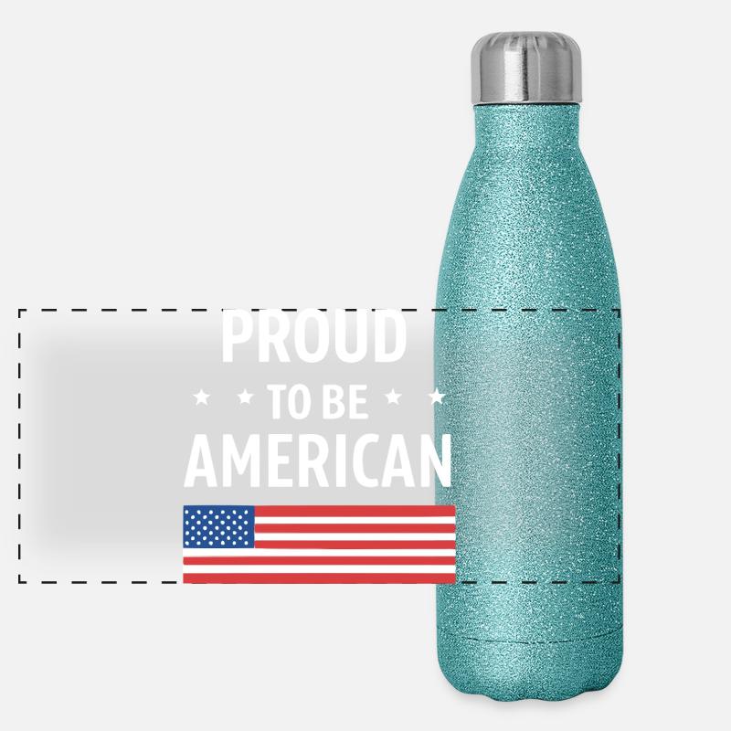Fierté Américaine avec drapeau US Gourde isotherme panoramique pailletée 500 ml
