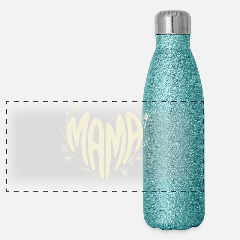 Typographie du cœur de Mama Blossom Gourde isotherme panoramique pailletée 500 ml