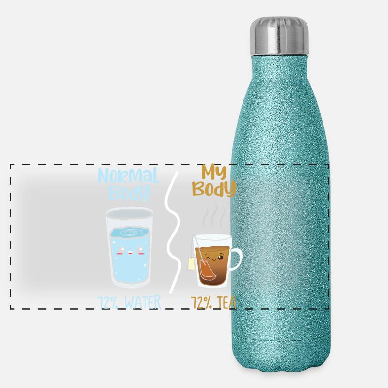Duel de boissons Kawaii Eau vs Thé Gourde isotherme panoramique pailletée 500 ml