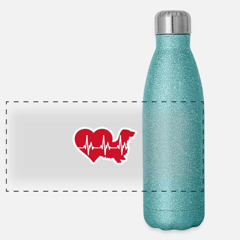 HeartBeat Longhaardackel ILOVETECKEL - Panoramic Glitter Thermal Bottle 500 ml - blue glitter