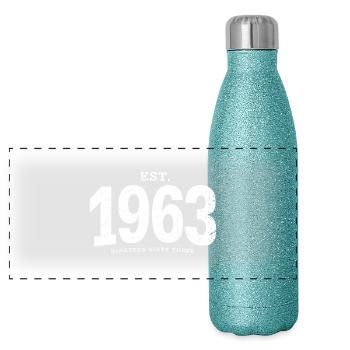est. 1963 (à l'ancienne blanc) - Gourde isotherme panoramique pailletée 500 ml - paillettes bleues - Devant