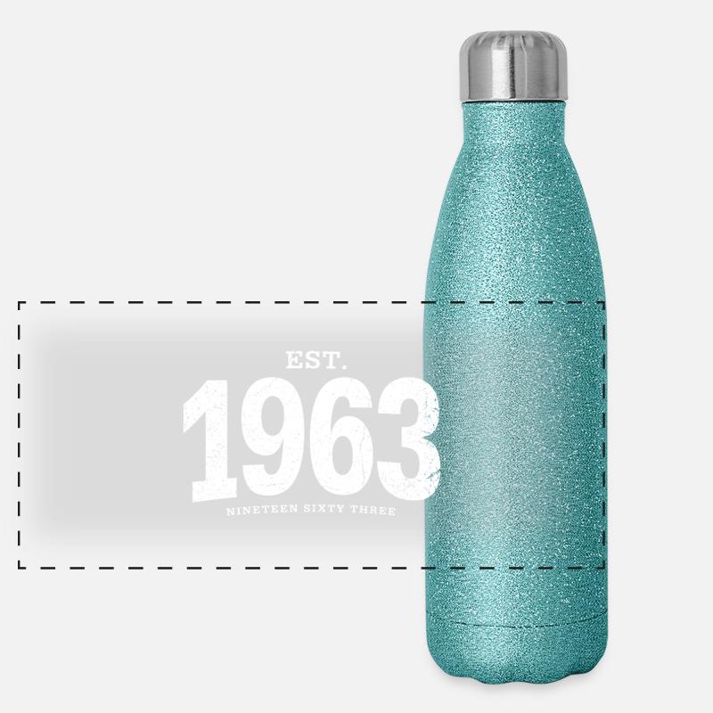 est. 1963 (white oldstyle) Panorama Glitzer Isolierflasche 500 ml