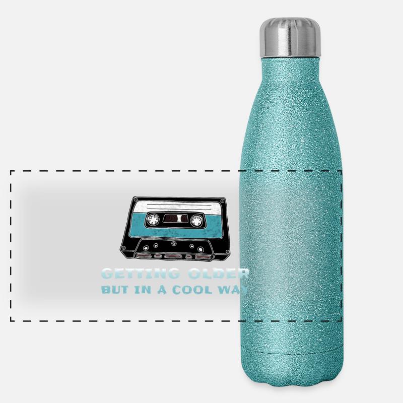 Cassette rétro Gourde isotherme panoramique pailletée 500 ml