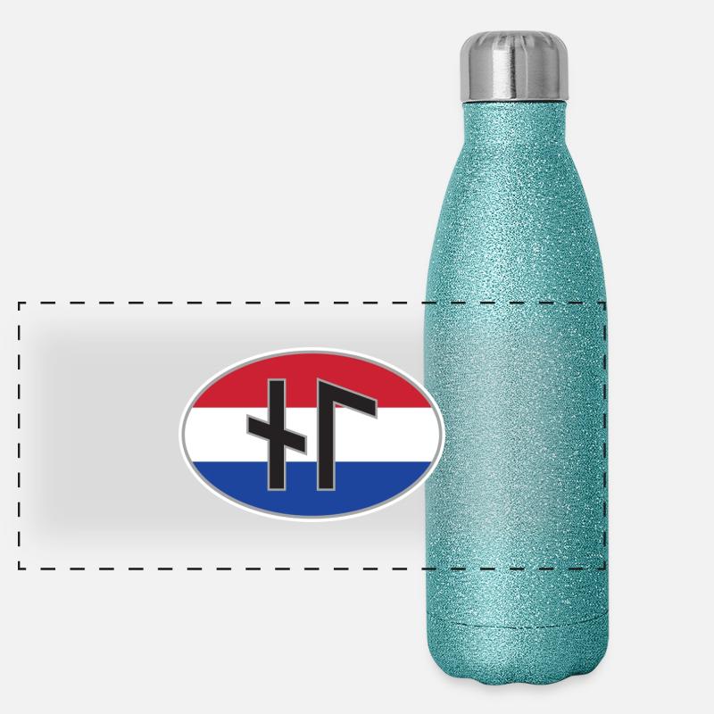 NL (Nederland) runic country code sticker Panoramic Glitter Thermal Bottle 500 ml