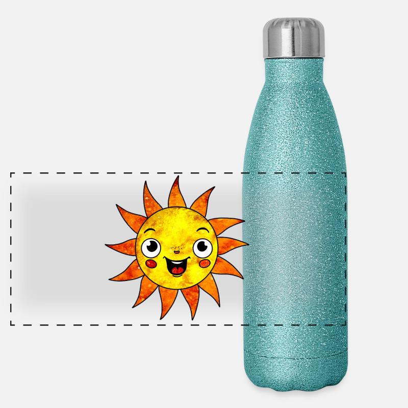 Kosmische Sonne Panorama Glitzer Isolierflasche 500 ml