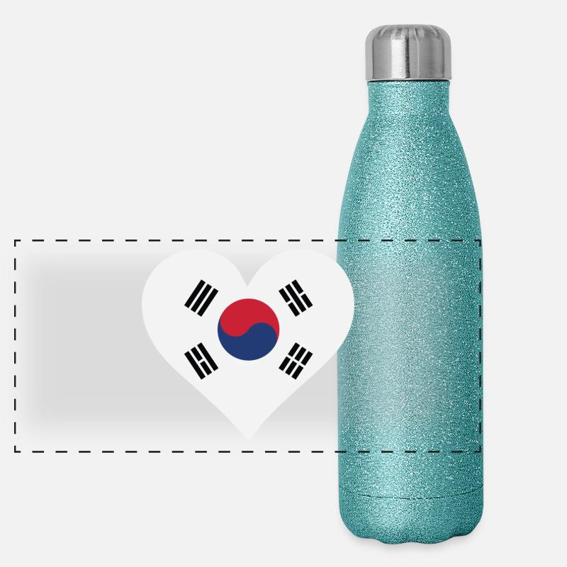 Je aime la Corée du Sud Gourde isotherme panoramique pailletée 500 ml