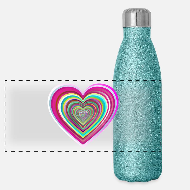 Coeur coloré avec effet 3D Gourde isotherme panoramique pailletée 500 ml