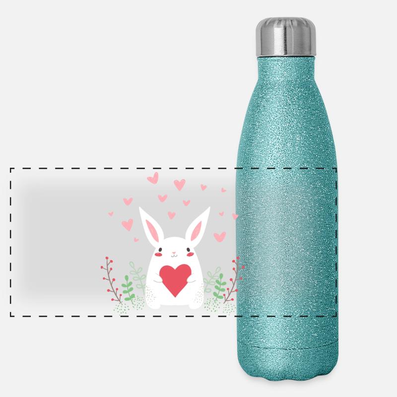 Lapin de l’Est Lapin de Pâques Oreilles de lapin mignon LOL Gourde isotherme panoramique pailletée 500 ml