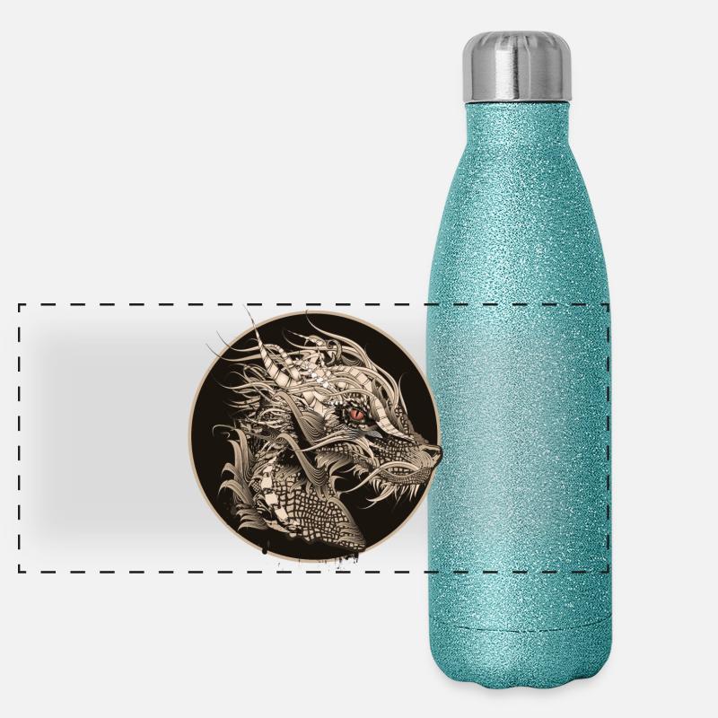 Patch de dragon mystique astucieusement conçu Gourde isotherme panoramique pailletée 500 ml