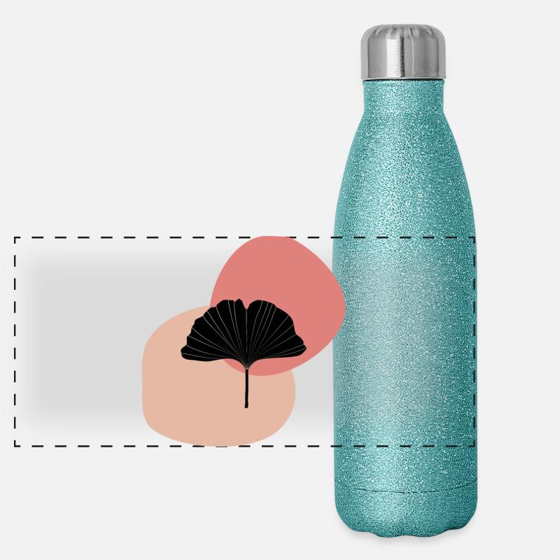 Gingko Blatt midcentury modern Panorama Glitzer Isolierflasche 500 ml