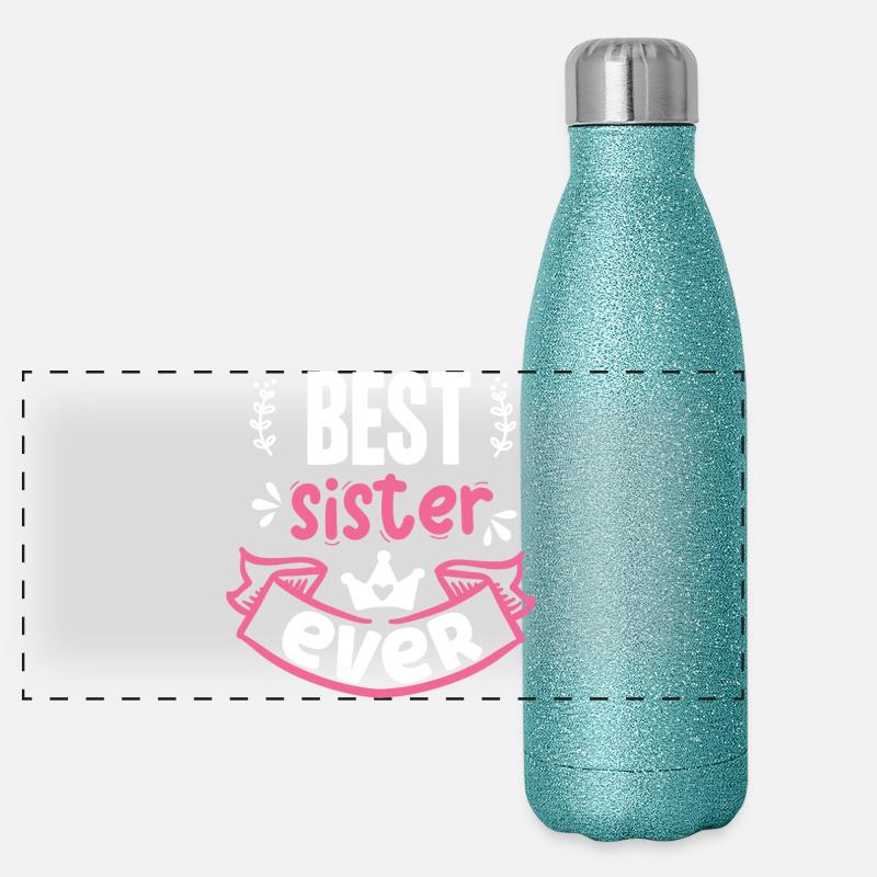 Beste Schwester aller Zeiten Panorama Glitzer Isolierflasche 500 ml