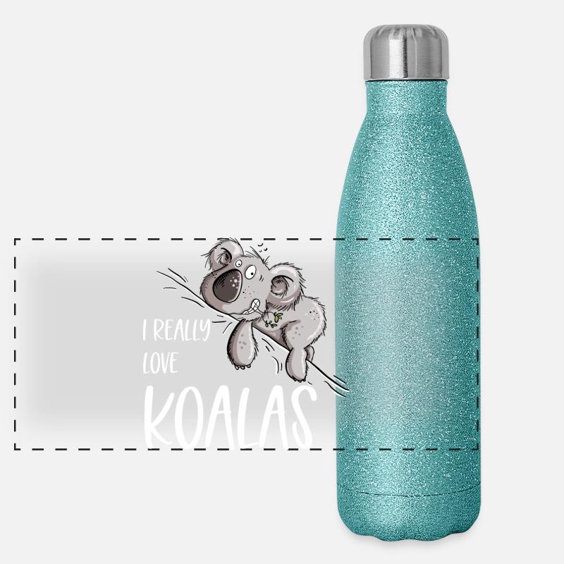 I Really Love Koalas Koala Bär Panorama Glitzer Isolierflasche 500 ml