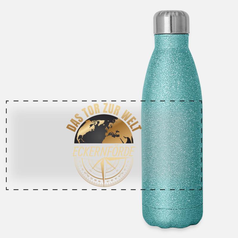 Das Tor zur Welt - Eckernförde Panorama Glitzer Isolierflasche 500 ml